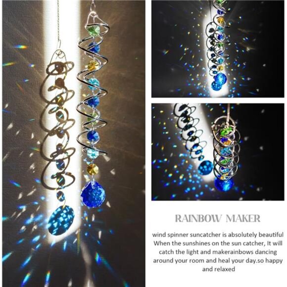 20.5inch Gazing Ball Spiral Tail,Decorative Wind Spinner Sun - Picture 4 of 14